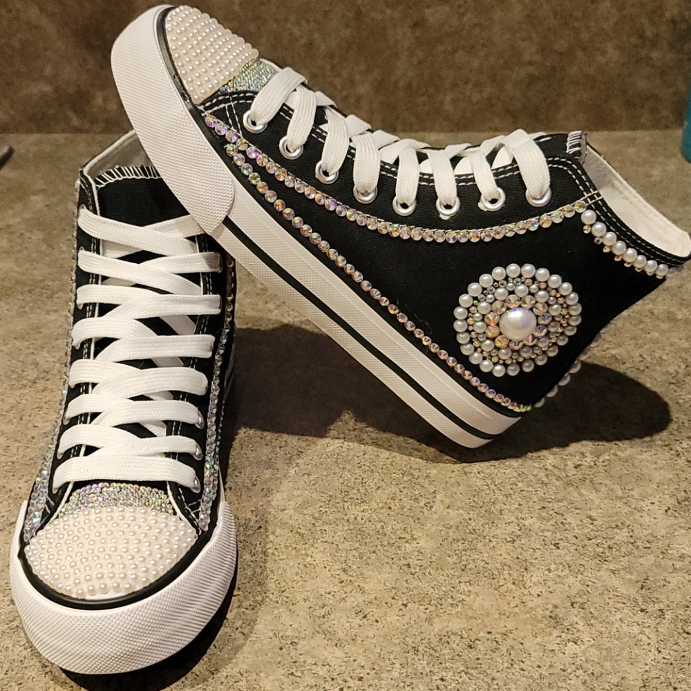 Custom Canvas Bling Sneakers - image 1